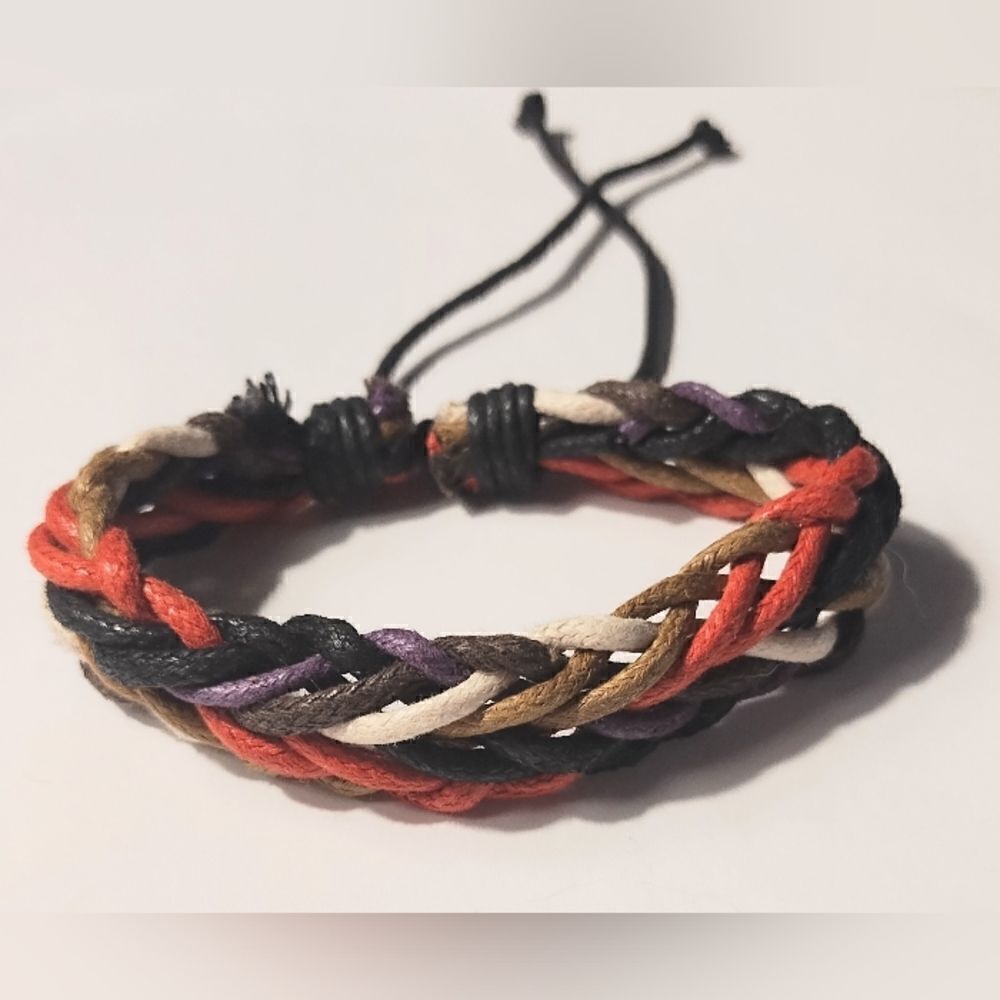 Men's bracelet leather braided brown new d50
